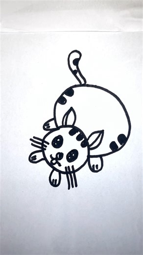 🐱 Cute Cat Drawing & Coloring | Easy Cat for Kids Shorts