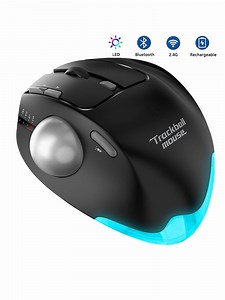 Bluetooth Trackball Mouse Ergonomic Rollerball 2.4G Wireless Mouse Programmable Buttons Thumb Control Mice Rechargeable Optical Mouse for 3 Devices