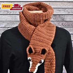Handmade Crocheted Fox Scarf **MADE TO ORDER** With Safety Eyes and Loop Fastening Underneath - Etsy
