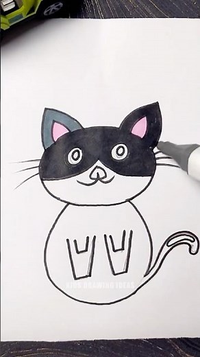 Cute Black Cat Drawing Tutorial🐾|Easy Step-by-Step Drawing for Kids #drawing4kids #drawingtutorial