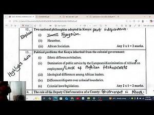 KCSE 2025 HISTORY PAPER 1 MARKING SCHEME AND ANSWERS