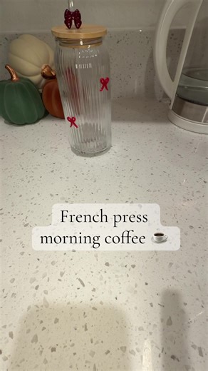 French press pumpkin ice coffee #coffeeathome #coffee #morningroutine #fyp
