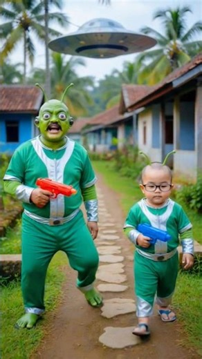 Manudia bumi vs alien hijau #shorts #lucu