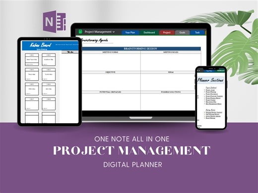 Onenote Project Management Planner, Undated Digital Agenda (digital Download) - Etsy