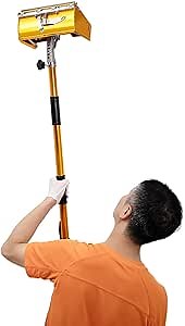 Drywall Flat Finishing Box Tool, Aluminum Drywall Taping Flat Finishing Polishing Tool with Adjustable Rod 2.95ft to 4.92ft for Plasterboard Wallboard Sheetrock Finishing