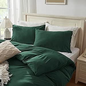 Household 100% Jersey Cotton Queen Size Pillowcase 20”x30”-Light Weight, Comfortable, Super Soft Pillow Case with Envelope Closure Extremely Durable Set of 2 (Dark Green, Queen Size Pillowcase)