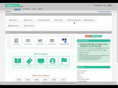 UltimateTax 2025 tax program how to send returns while still in a return.