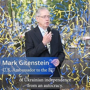 Today is #UkraineNationalDay. This year, the date also marks six months of Putin's unprovoked war. To mark Ukraine’s national day, our community here at the U.S. Mission to the EU, and our friends US Embassy Brussels, came together to tie a ribbon to honor the spirit and resolve of the Ukrainian people. Each yellow and blue ribbon - representing the country’s national colors - demonstrates our solidarity with Ukraine and our unwavering support. All of us here at the Mission are proud to stand un