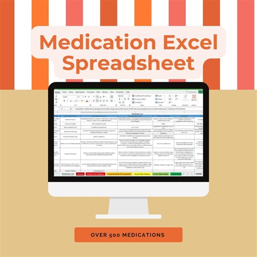Pharmacology Excel Spreadsheet - Etsy