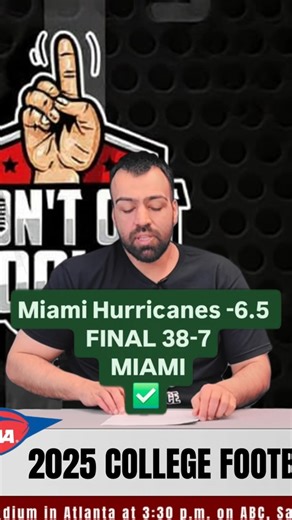 Don't Get Fooled Show on Instagram: "The Miami Hurricanes take care of business in a massive 38–7 victory, easily covering the -6.5 spread! #MiamiHurricanes #CollegeFootball #NCAAF #MiamiFootball #SportsUpdate #FootballHighlights #CFB"