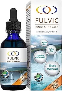Optimally Organic Water Extracted Fulvic Ionic Minerals X350 - Patented BioActive Fulvic Acid, Humic Acid, Trace Minerals, Electrolytes & Essential Amino Acids - 8+ Month Supply!
