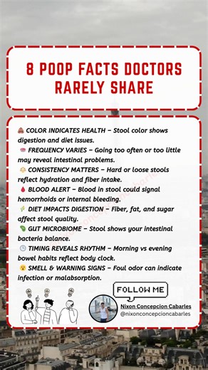 8 poop facts doctors never tell you — surprising truths your body reveals about your digestion. #bodyawareness #healthtipsdaily #healthtips #DidYouKnow #healthfact #foreducationpurposeonly #fblifestyle #reelsvideoシ #reelsviralシfb | Nixon Concepcion Cabarles