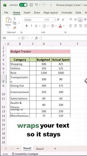 Wrap Text in Excel 💚 | Excel for Beginners