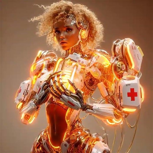Ultra Beautiful African Android Medic | Golden-Blonde Futuristic Robot Woman (AI Sci-Fi Art 8K)