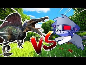 RUFFLES EL ESPINOSAURIO VS ACENIX EL GATITO 🐊😱 BATALLA DE DINOSAURIOS EN MINECRAFT ROLEPLAY
