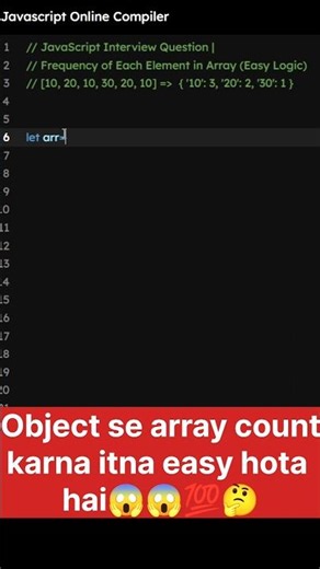 😱 Frequency of Elements in Array in JavaScript | JS Interview Question 🔥