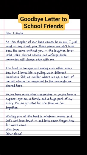 Goodbye letter writing idea part_72 #goodbyeletter #goodbyefriend | English Class