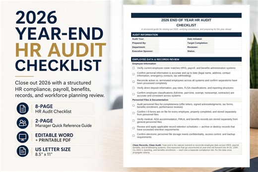 2026 Year-end HR Audit Checklist | HR Compliance Checklist | Payroll & Benefits Review Template - Etsy UK