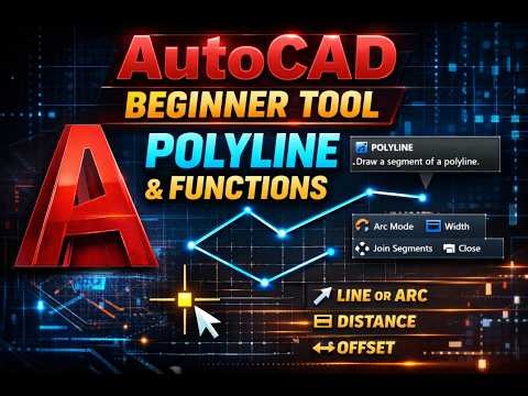 AUTOCAD BEGINNERS GUIDE-POLY LINE AND FUNCTIONS-#VisionCADStudio #autocad