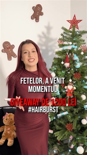 Iasmina Oraş on Instagram: "🎄✨ Ultimul giveaway din 2025 ✨🎄 Anul acesta a fost despre voi, despre încredere, susținere și micile momente care ne-au adus bucurie zi de zi 🤍 De aceea, împreună cu Hairburst, ne-am gândit să încheiem anul cu un super giveaway de Crăciun, cu tot ce aveți nevoie pentru un păr sănătos și răsfățat ✨ 🎁 Ce poți câștiga: un set complet Hairburst – cadoul perfect de pus sub brad 🎄 Cum participi: 1️⃣ Urmărește @iasmina.oras & @hairburst_romania 2️⃣ Like acestui reel si 