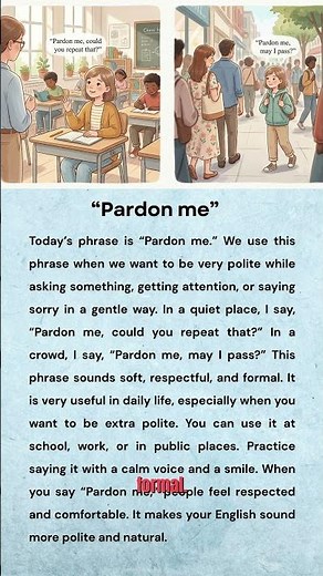 Daily English Phrase: How to Use “Pardon Me” | English Reading and Listening Practice