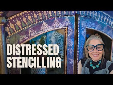 Distressed Textured Stencilling | A Layered Furniture Makeover