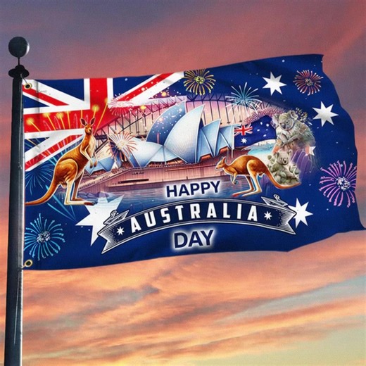 🇦🇺🦘🎉 Celebrate Australia Day – 26th January with pride and joy! Fly the Happy Australia Day Flag high and show your Aussie spirit wherever you are 🏡✨. Limited stock – grab yours before it’s gone! 👉Shop now: https://flagwix.com/collections/australian-flag/products/happy-australia-day-26th-january-australian-grommet-flag-tpt2421gf?variant=40243125452929 | Unique Flags