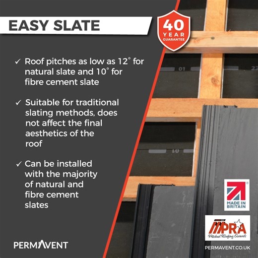 𝗘𝗮𝘀𝘆 𝗥𝗼𝗼𝗳: 𝗜𝗻𝗻𝗼𝘃𝗮𝘁𝗶𝗼𝗻 𝗳𝗼𝗿 𝗟𝗼𝘄-𝗣𝗶𝘁𝗰𝗵𝗲𝗱 𝗥𝗼𝗼𝗳𝗶𝗻𝗴 Our 𝗘𝗮𝘀𝘆 𝗥𝗼𝗼𝗳 𝗦𝘆𝘀𝘁𝗲𝗺 is a patented, 𝗮𝘄𝗮𝗿𝗱-𝘄𝗶𝗻𝗻𝗶𝗻𝗴 system redefining 𝗹𝗼𝘄-𝗽𝗶𝘁𝗰𝗵𝗲𝗱 𝗿𝗼𝗼𝗳𝗶𝗻𝗴 𝘀𝗼𝗹𝘂𝘁𝗶𝗼𝗻𝘀. Designed for effortless installation of natural slates as low as 12°, fibre cement slates at 10°, and plain tiles down to 17.5°, it transforms traditional roofing methods with superior performance. By eliminating constraints, Easy Roof enhances the aesthetics and d