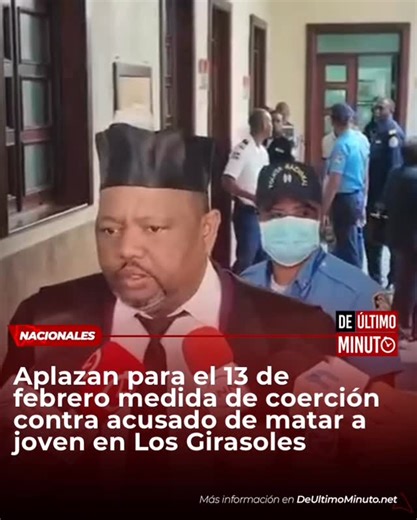 De Último Minuto on Instagram: "Fue aplazado para el próximo 13 de febrero el conocimiento de la medida de coerción contra Amauris Polanco, acusado de quitarle la vida a su expareja Noemí Suárez, de 21 años, en un hecho ocurrido el pasado domingo en el sector Los Girasoles. Según las autoridades, el aplazamiento se realizó para que las partes involucradas puedan completar trámites procesales y presentar los elementos necesarios ante el tribunal. Amplía esta y otras informaciones en nuestra pági