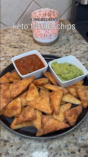 These two ingredient keto tortilla chips are the perfect crunchy snack! #ketochips #ketorecipes