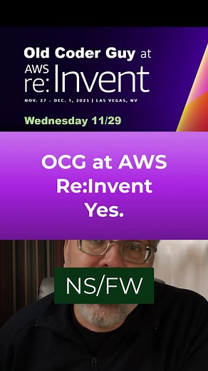 Old Coder Guy at re:invent #aws #awsreinvent #reinvent #tech #vegas #programmerhumor