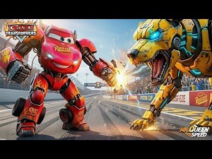 McQueen Mech vs Megatron Warrior Robot Dog: Epic Thunder Valley Rescue!