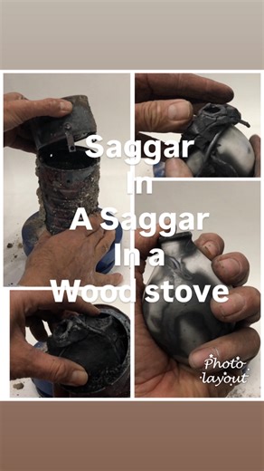 Saggar in a Saggar in a wood stove over night. #ceramics #cerámica #clay #saggarraku #asmr | Vicente Garcia / Studio Garcia