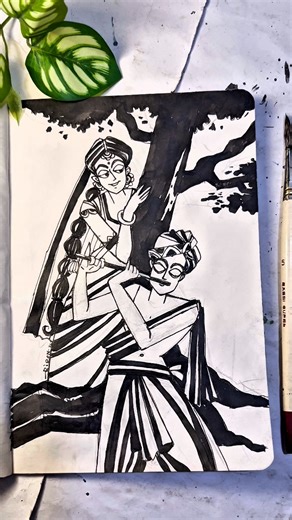 কালি কলম ড্রইং | Pen drawing | Ink sketch 🖤🌷 . . . . . . . . . . . . #radhakr#drawing #inktober #ink#pensketch #folkart #watercolorpainting #delowarripon #delowarriponcreation #illustration #kali #indianart #classicsketch #bangladeahiartist #asianart #landscape #nature #painting | Delowar Ripon