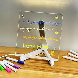 Lumi Board Led Drawing Tablet LED Board with Colors Acrylic Dry Erase Board with Adjustable Stand Led Notes Board with 7 Markers Halloween Decor Gift (20 cm x 20 cm (7.87" x 7.87"))