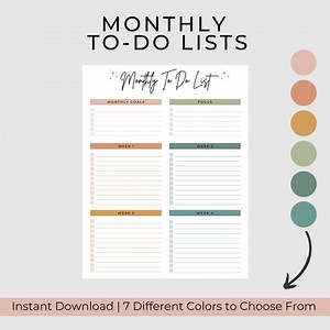 Editable Monthly to Do List Template | Editable Monthly to Do List - Etsy