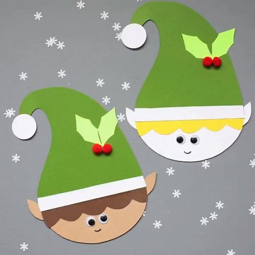 PAPER ELF CRAFT FOR KIDS: Template and tutorial: https://nontoygifts.com/paper-elf-craft-kids/ | Easy kids crafts and activities - Non-Toy Gifts