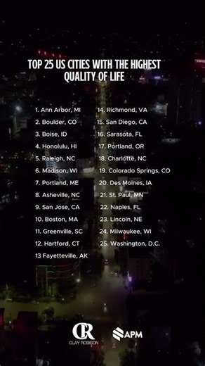 TOP 25 CITIES WITH HIGHEST QUALITY OF LIFE