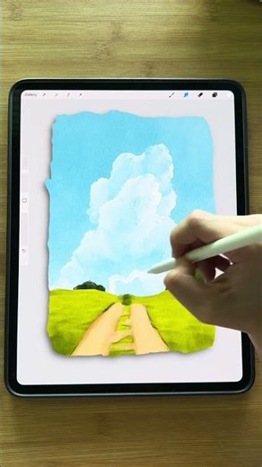 Procreate Landscape☁️🌲 #procreatetutorials #procreate #beginnerarttips