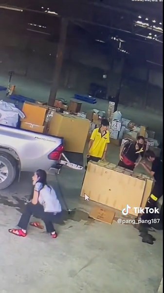 Warehouse Mishap: Unbalanced Fall and Laughter