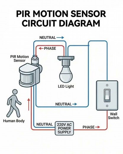 Simple PIR Motion Sensor Circuit Diagram | Easy Electronics Project