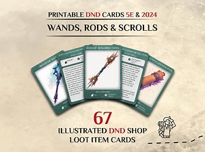 Dnd Item Cards Illustrated: Wands, Rods, Scrolls (printable PDF) - Etsy