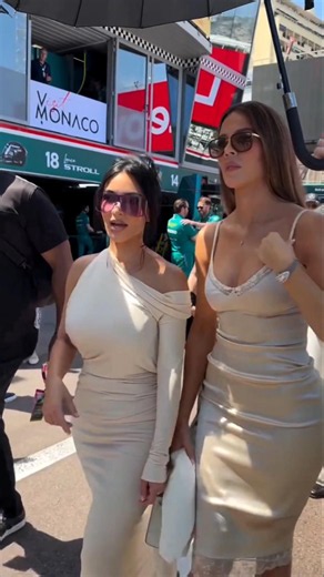 Sisters Kim Kardashian & Khloe Kardashian during the Monaco Formula 1 Grand Prix in Monte Carlo.