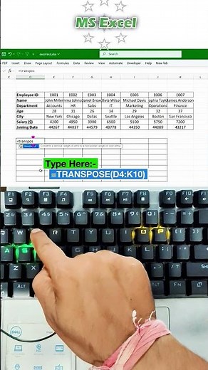 Flip Excel Data Vertically to Horizontally in ONE Click #excel #exceltips #exceltutorial #microsoft