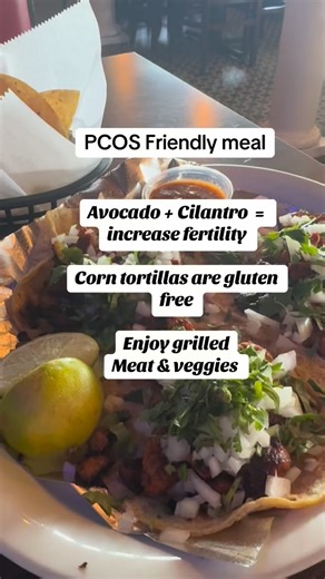 Today’s lunch is proof that PCOS-friendly meals can be delicious! Here’s what’s on my plate: - Grilled meat for lean protein that supports satiety and steady blood sugar - Corn tortillas (gluten-free) - A rainbow of grilled veggies for fiber - Fresh cilantro and avocado to add flair and healthy fats - Salsas and lime to brighten flavors without extra junk Why this works for PCOS: - Gluten-free corn tortillas keep it accessible without sacrificing texture - Protein fiber help manage hunger and bl