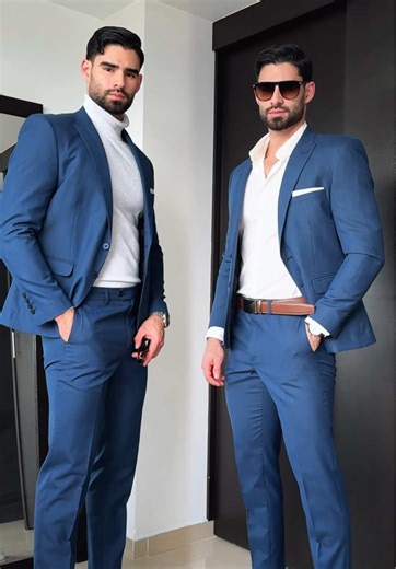 Ideas creativas para combinar un traje azul en hombres