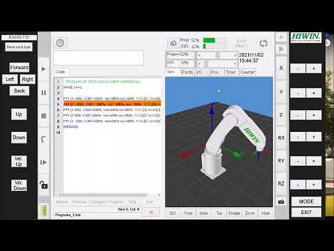 Demonstração de Robô HIWIN programa simples