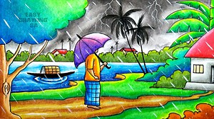 151K views · 1.4K reactions | Rainy day scenery drawing | Easy Drawing SA | Facebook