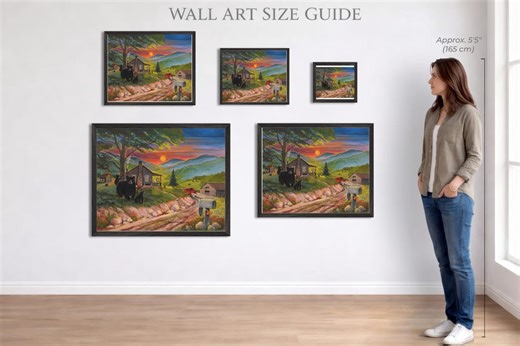 Log Cabin Wall Decor Rustic Black Bear Country Art Prints Retro Barn Smokey Mountain Printable Wall Art Decor - Etsy