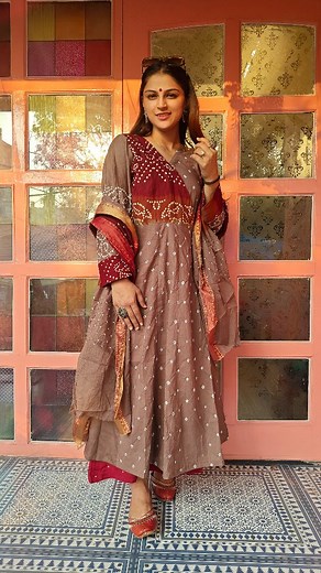 21K views · 2.4K reactions | ~~~| AALIA|~~~ •| HINDU KUSH EDIT - DAY 6 |• . . WEARING A KUTCHI RAI BANDHEJ , COTTON ANGRAKHA KALIDAR KURTA , DUPATTA AND MIRROR HANDWORK FLARED PANTS !!❤️❤️ . . DESIGNED BY SANSKRITIK!!!✨✨ | Sanskritik | Facebook